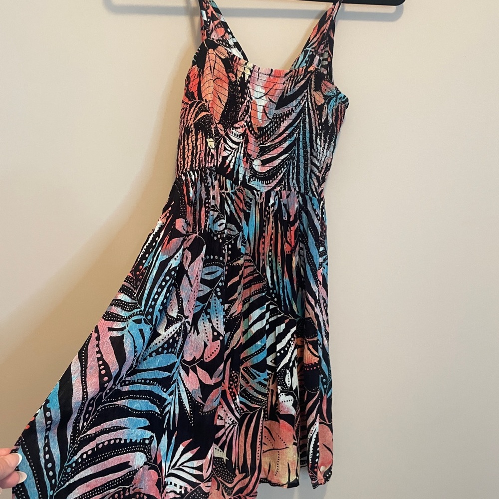 Patrons Of Peace Small Babydoll Tropical Multicolored Floral Vacation Mini Dress - Picture 7 of 14